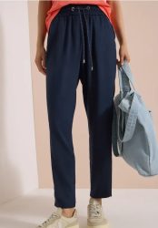 Mid Waist Slim Leg Hose im Loose Fit