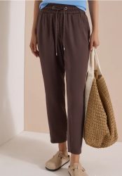 Mid Waist Slim Leg Hose im Loose Fit