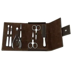 ERBE Maniküre Set Druckknopf-Etui Serie 'Mountain Bear', braun, 7-tlg. Make-up Organizer 1 ct 1 Stück