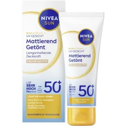 NIVEA SUN Breathable UV Gesicht Mattierend Getönt Heller Hauttyp LSF 50+ Sonnencreme 40 ml