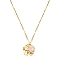 Glanzstücke München Halskette Kreis Sterling Silber Rosenquarz in Gelbgold Ketten 1 ct Damen