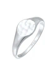 Elli Siegelring Royal Hammerschlag Trend 925 Silber Ringe 1 ct Damen