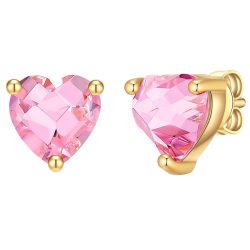 Rafaela Donata Ohrstecker Herz aus Sterling Silber in Gelbgold mit Zirkonia Ohrringe 1 ct Damen