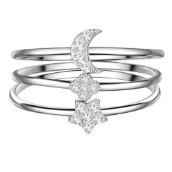 Glanzstücke München Ring Stern/Mond/Blume Sterling Silber Zirkonia in Silber Ringe 1 ct Damen