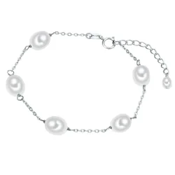 Valero Pearls Perlen-Armband Sterling Silber Süßwasser-Zuchtperle in Silber Armbänder & Armreife 1 ct Damen