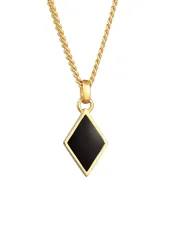 Kuzzoi - Halskette Raute Emaille Geo Style 925 Silber, 55 CM, Gold
