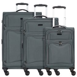 d & n Travel Line 9204 4 Rollen Kofferset 3-teilig mit Dehnfalte Reisetaschen 1 ct Grau Herren