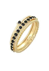 Elli - Ring Stapelring Kristalle 3Er Set, 54mm, Gold