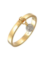 Elli - Ring Bandring Stapelring Labradorit 925 Silber Vergoldet, 56mm