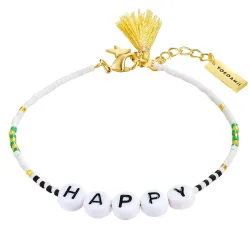 Yokoamii Armband Happy Edelstahl Miyuki Perlen in Gelbgold Armbänder & Armreife 1 ct Damen