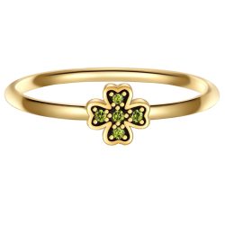 Glanzstücke München Ring Kleeblatt aus Sterling Silber in gelbgold mit Zirkonia Ringe 1 ct Damen