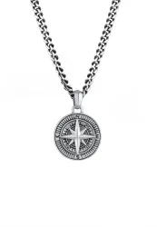 KUZZOI Herren Panzerkette Kompass Cool Massiv 925 Silber Ketten 1 ct