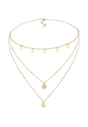 Elli - Halskette Kreis Rund Coin Choker Layer Vintage, 36cm, Gold