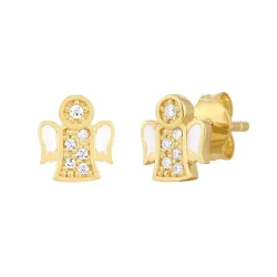 Glanzstücke München Ohrstecker Engel Sterling Silber Zirkonia in Gelbgold Ohrringe 1 ct Damen