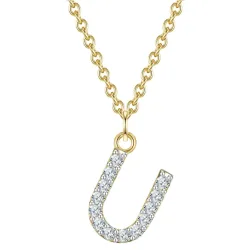 Glanzstücke München Halskette Buchstabe M aus Sterling Silber in gelbgold mit Zirkonia Ketten 1 ct Damen