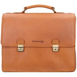 Greenland Nature Aktentasche RFID Leder 40 cm Laptopfach Laptoptaschen 1 ct Braun Herren