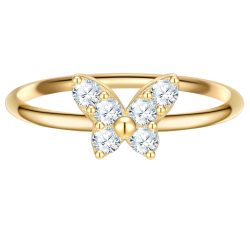 Glanzstücke München Ring Schmetterling aus Sterling Silber in gelbgold mit Zirkonia Ringe 1 ct Damen