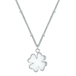 Halskette Kleeblatt Edelstahl in Silber Halskette 1 ct Damen