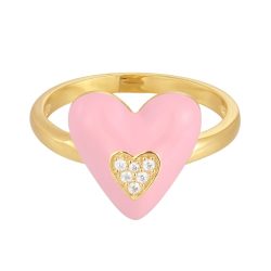 Glanzstücke München Ring Herz Sterling Silber Zirkonia in Gelbgold Ringe 1 ct Damen