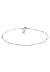 Elli - Fußschmuck Süßwasserzuchtperle Strand Meer, 22cm, Silber