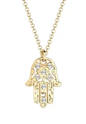 Elli - Halskette Hamsa Hand Kristalle, 45cm, Gold