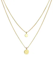 Elli 2-lagig Layer Coin Plättchen Struktur 925 Silber Ketten 1 ct Damen