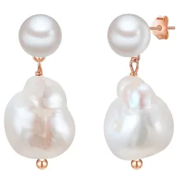 Glanzstücke München Ohrhänger Sterling Silber Süßwasser-Zuchtperle in Roségold Ohrringe 1 ct Damen