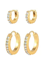 Elli 2er Set Creolen 925 Silber, mit Kristallen von Swarovski® Ohrringe 1 ct Damen