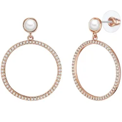 Lulu & Jane Perlen-Ohrstecker Messing Zirkonia Muschelkernperle in Roségold Ohrringe 1 ct Damen