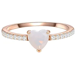 Glanzstücke München Ring Herz aus Sterling Silber in roségold mit Mondstein (synth.) Ringe 1 ct Damen