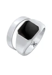 Kuzzoi - Ring Siegelring Bandring Set, 60mm, Silber