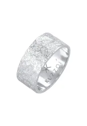 Kuzzoi - Ring  Bandring Organic Struktur 925 Silber, 58mm, Taubengrau