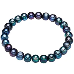 Lulu & Jane Perlen-Armband aus Süßwasser-Zuchtperlen in blau mit potato Perlen Armbänder & Armreife 1 ct Damen