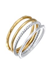 Elli Bicolor Stapelbar 4er Set 925 Sterling Silber Vergoldet Ringe 1 ct Damen