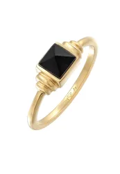 Elli, Elli - Ring Onyx Quadrat Vintage, 58mm, Gold