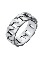 KUZZOI Herren Chunky Chain Look Cool Trend 925 Silber Ringe 1 ct