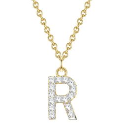 Glanzstücke München Halskette Buchstabe M aus Sterling Silber in gelbgold mit Zirkonia Ketten 1 ct Damen