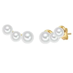 Valero Pearls Perlen-Ohrstecker aus Sterling Silber in gelbgold mit Süßwasser-Zuchtperle Ohrringe 1 ct Damen