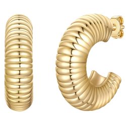 Yokoamii Creolen aus Metall-Legierung in gelbgold Ohrringe 1 ct Damen
