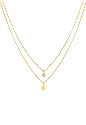 Elli - Halskette Layer Plättchen Kristall, 40cm, Gold