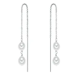 Valero Pearls Perlen-Ohrhänger Sterling Silber Süßwasser-Zuchtperle in Silber Ohrringe 1 ct Damen
