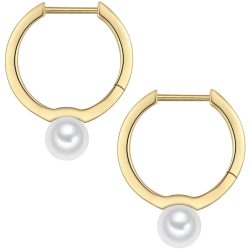 Rafaela Donata Creolen aus Sterling Silber in gelbgold mit Muschelkernperle Ohrringe 1 ct Damen