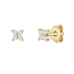 Lulu & Jane Ohrstecker aus Messing in Gelbgold mit Zirkonia Ohrringe 1 ct Damen