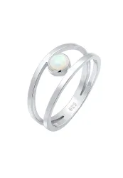 Elli Bandring Zweireihig Synthetischer Opal 925 Silber Ringe 1 ct Damen