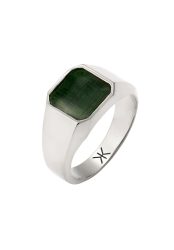 KUZZOI Siegelring Emaille Grün 925 Sterling Silber Ringe 1 ct Herren