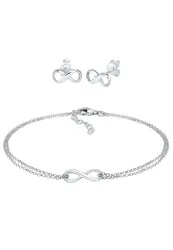 Elli - Schmuckset Infinity Symbol Armband Ohrstecker Set 925 Silber