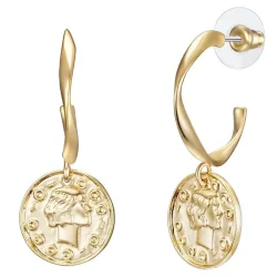 Lulu & Jane Ohrhänger Münze Metall-Legierung in Gelbgold Ohrringe 1 ct Damen
