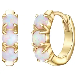 Glanzstücke München Creolen aus Sterling Silber in gelbgold mit Opal (synth.) Ohrringe 1 ct Damen