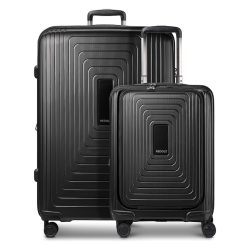 Redolz Essentials 14 4-Rollen Kofferset 2 tlg. Laptopfach mit Dehnfalte Reisetaschen 1 ct Schwarz Herren