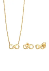Elli - Schmuckset Kette Stecker Infinity Symbol Endlos 925 Silber, Gold